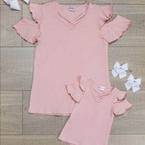 Mom and daughter matching tops